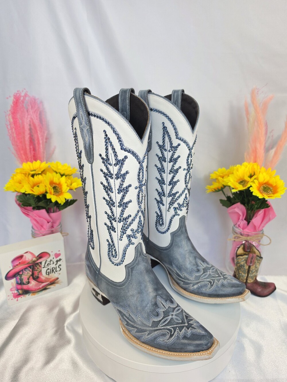 New LANE Lexington Cowgirl Boots W/ SWAROVSKI Crystals 7.5 - Picture 7 of 11